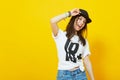 Cool teenage girl in hip hop outfit Royalty Free Stock Photo