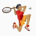 Cool tennis player with a racket in his hand.Sporting Championship People Competition. Sport Infographic Shot Put Athletics events