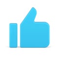 Cool thumb up best choice feedback gesture good like vote blue 3d icon realistic vector