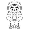 Cool Tiger mascot logo design line art