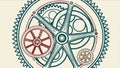 Cool Toned Interlocking Gears System Illustration, vector design Generative AI Royalty Free Stock Photo