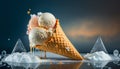 Cool Treats, Hot Days, A Melting Ice Cream Cone, Generative AI