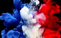 Cool trending screensaver.. France flag made of colored ink on a black background