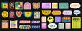 Cool Trendy Geometric Smile Stickers Set. Collection Of Groovy Patches. Pop Art Y2K Badges. Vector Emoticons Royalty Free Stock Photo