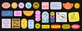 Cool Trendy Groovy Stickers Set. Collection of Y2K Patches Vector Design. Pop Art Badges. Smile Emoticons Royalty Free Stock Photo