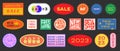 Cool Trendy Sale Promo Stickers Collection. Set of Special Offer Vintage Retro Patches Vector Design Royalty Free Stock Photo