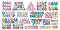 Cool Trendy Smile Stickers Pack. Set Of Groovy Patches Vector Design.. Pop Art Badges Royalty Free Stock Photo