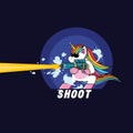 Cool unicorn with a shotgun