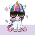 Cool unicorn with sun glasses Royalty Free Stock Photo