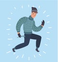 Cool vector flat character design on burglar. Criminal, thief or robber Royalty Free Stock Photo