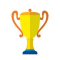 Cool vector flat design gold cup award icon. Winner prize goblet. First place champion trophy reward isolated. Success