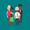 Cool vector flat illustration on business meeting. Group of company strategy conference characters sitting
