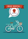 Cool vector poster or banner template on city bike hire rental tours for tourists and city visitors. Travel and tourism Royalty Free Stock Photo