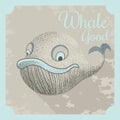 Cool vector poster with a whale Royalty Free Stock Photo