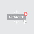 Cool subscribe button with cursor and notification in flat design. Ideal for video streaming website banners, blogs,