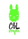 Cool vegan slogan graphic, with llama sign vector illustrations. For t-shirt print and other uses.