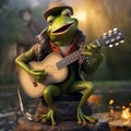 A bulgarian frog playing guitar Generative AI