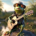 A bulgarian frog playing guitar Generative AI