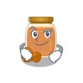 Cool walnut butter mascot character with Smirking face