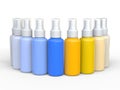 Cool and warm unlabled fine spray bottles