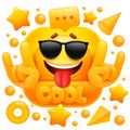 Cool web sticker.Yellow emoji with glasses character. cartoon 3d style. Social media icon