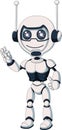 Cool White Cyborg Robot Say Hi Cartoon