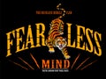 Oriental tiger illustration fearless positive slogan motivational quote wallpaper tee graphic style art print sticker design set