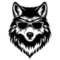 Cool Wolf Head Vector Illustration with Sunglasses for Tattoo and Graphic Design Royalty Free Stock Photo