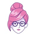 Cool woman with glasses icon, flat design