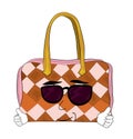 Cool woman handbag cartoon