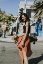 Cool woman with a longboard