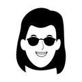 Cool woman with sunglasses icon, flat design