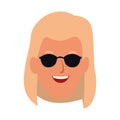 Cool woman with sunglasses icon, flat design