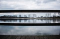 Wood Jetty by the Water Sky Clouds Pier Lake Trees Forest