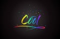 Cool Word Text with Handwritten Rainbow Vibrant Colors and Confetti