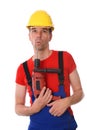Cool worker with two drills Royalty Free Stock Photo