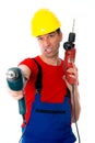 Cool worker with two drills Royalty Free Stock Photo