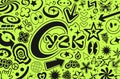 Cool Y2K Background Vector Design. Acid Rave Graphic Elements. Trendy Geometric Pattern