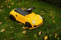 Cool yellow toy car for toddler Royalty Free Stock Photo