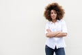 Cool young african american woman with curly hair