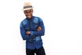Cool young african fashion model with hat Royalty Free Stock Photo