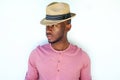 Cool young black male fashion model with hat Royalty Free Stock Photo