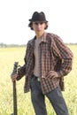 Cool young guitarist outdoors Royalty Free Stock Photo