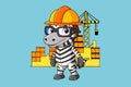 Cool zebra construction worker in a protective helmet Royalty Free Stock Photo