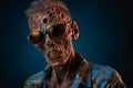 A cool zombie wearing sunglasses. Generative ai