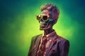 A cool zombie wearing sunglasses. Generative ai