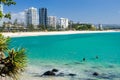 Coolangatta beach on a clear day looking towards Kirra Beach on the Gold Coast