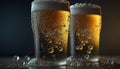 Cooled glass of pale beer with condensation drops on glass surface, Generative Ai Royalty Free Stock Photo