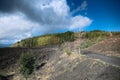 Cooled lava field and autumnal mixed forest in Etna Park Royalty Free Stock Photo