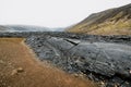 Cooled lava near the Geldingadalir active Volcano in Iceland